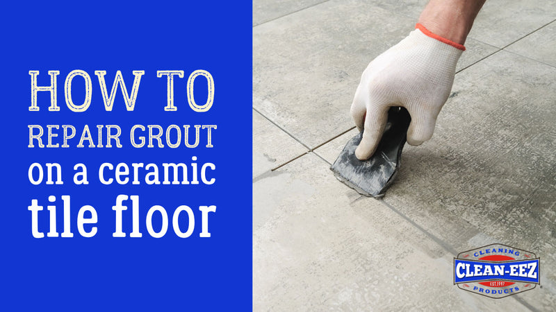 A Banner on how to repair grout for a ceramic tile floor.