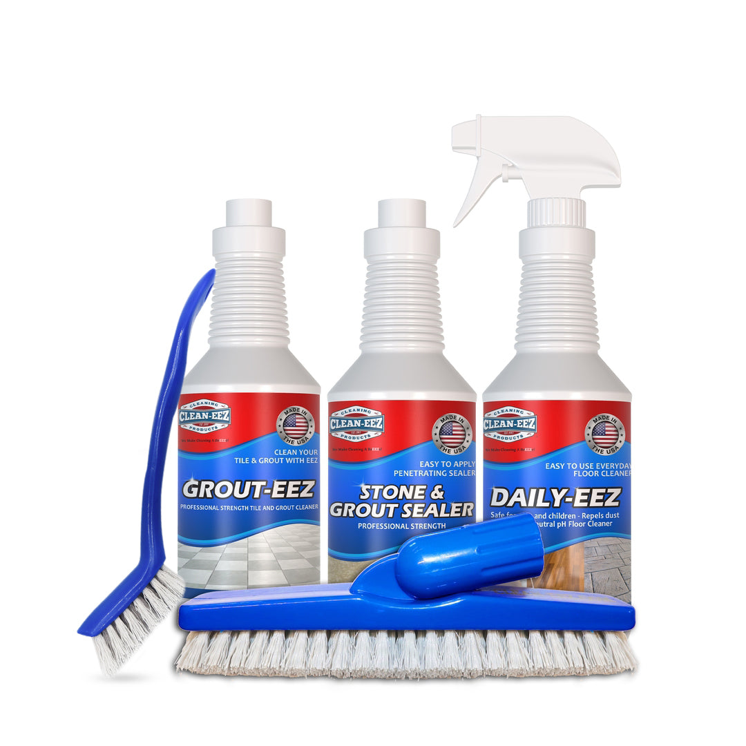 Grout-eez 2 Bottle Kit With FREE Stand Up Grout Brush 32oz – Clean-eez